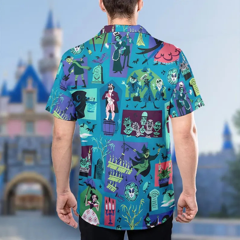 Disney Haunted Mansion Hitchhiking Ghosts Aloha Summer Vacation Hawaiian Shirt