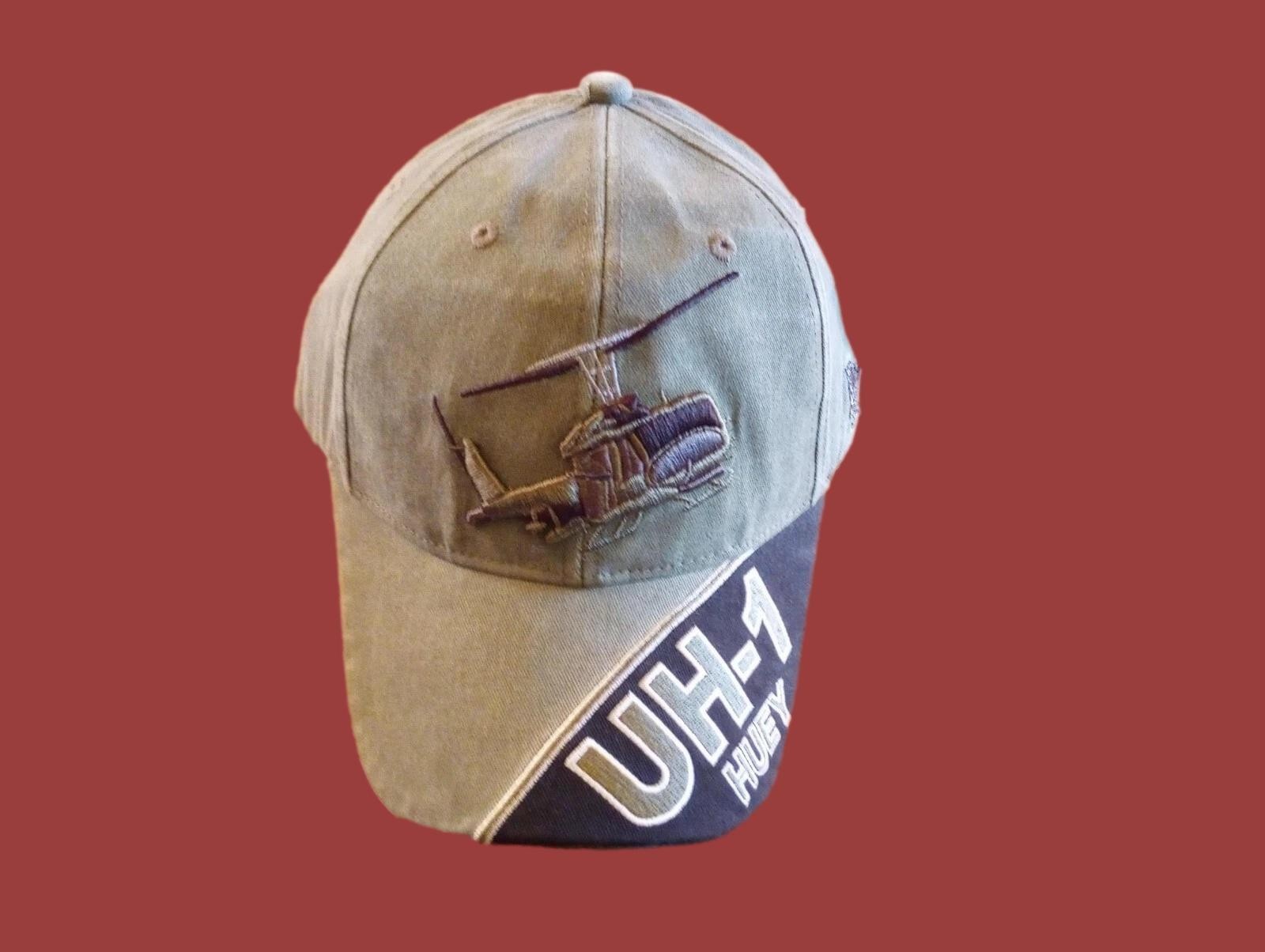 U.S ARMY UH-1 HUEY HAT EMBROIDERED MILITARY BALL CAP STONE WASHED OD GREEN