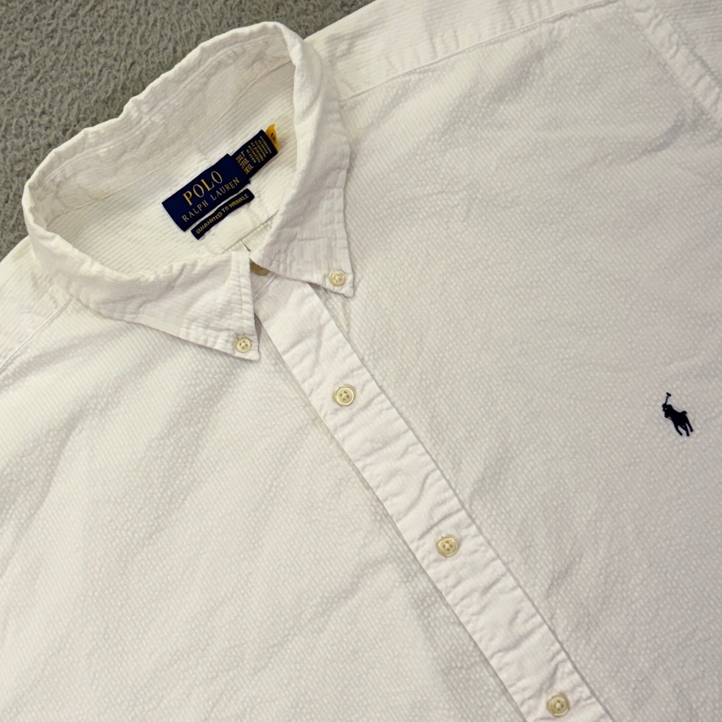 Polo Ralph Lauren Seersucker Shirt Mens 3XLT Tall White Short Sleeve Button Down