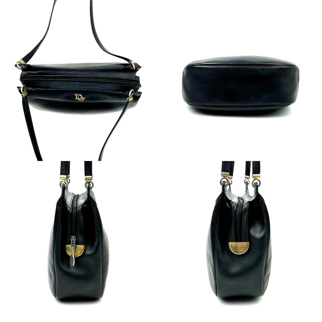 Christian Dior Bag Condition Dior Shoulder Trotter Gold Hardware Leather Black