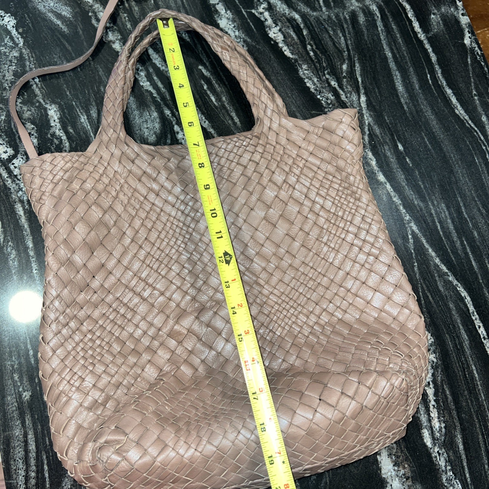 FALOR Italian Genuine Leather Handbag Woven Made in Italy w/ Attached Coin Purse