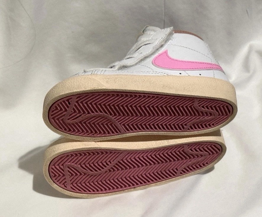 NIKE Blazer Mid ‘77 DZ2902-100 White/pink Shoes Child Toddler Sneakers Sz 8C