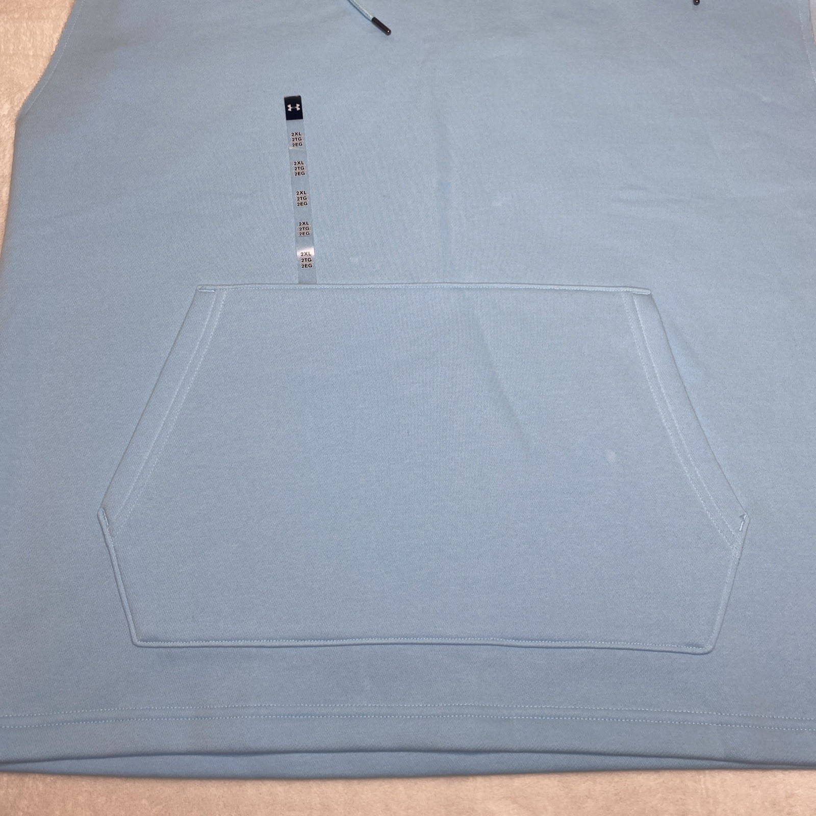 Under Armour Icon Fleece Sleeveless Hoodie Mens 2XL Light Blue New 1389344-494