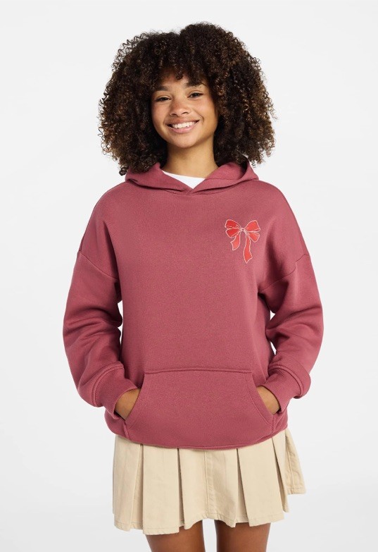 Weekend Academy Girl’s Graphic Hoodie Tunic Length Maroon Size Medium (8) NWT