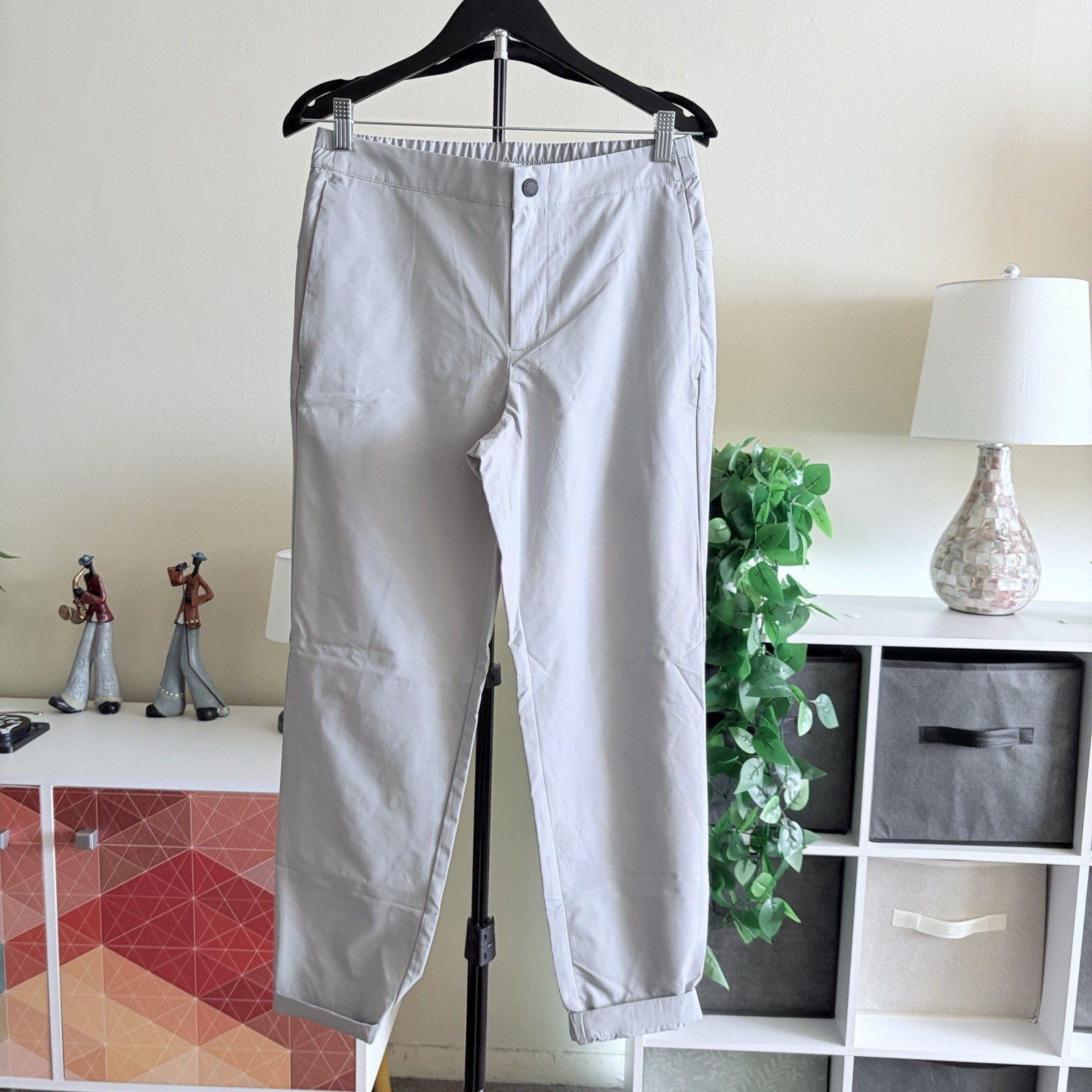 Banana Republic Women Dress Pants 30 Light Gray Tailored Button Closure