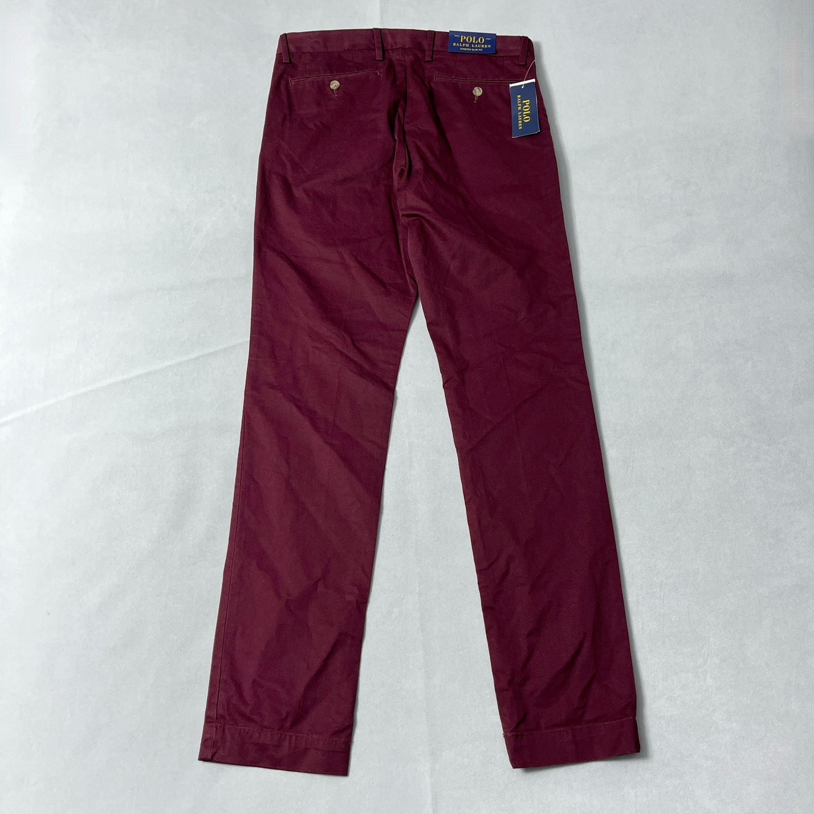 Polo Ralph Lauren Pants Men 32×34 Maroon Slim Fit Stretch Chino NWT READ FLAW