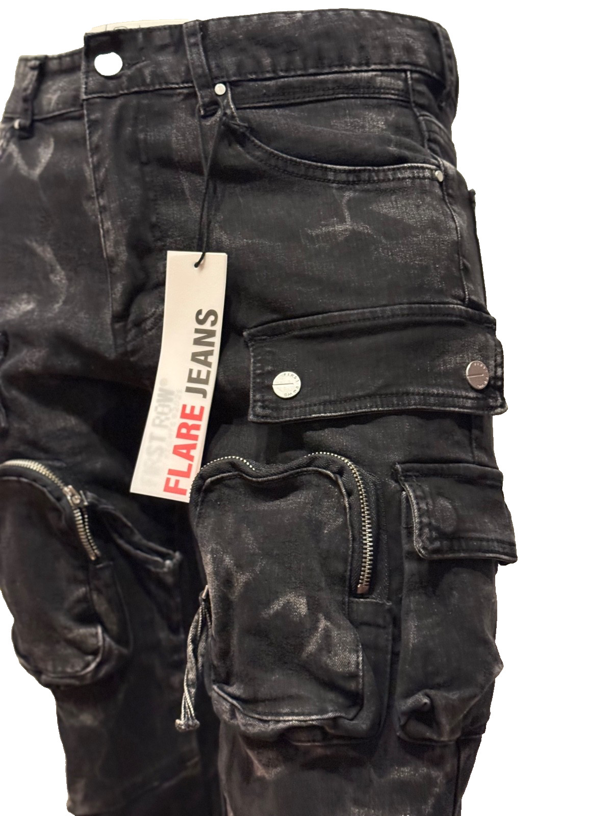 New ! Men’s First Row Stacked Fit Jeans balck washed Denim (typhoon) Skinny