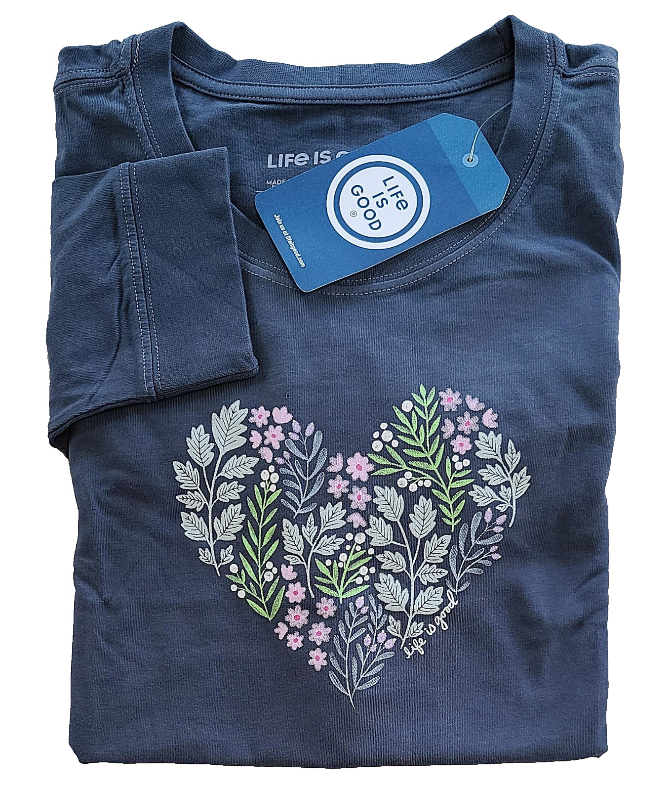 Life Is Good LS Shirt Crusher Tee Wild FLOWERS HEART Chest50in Womens XXL