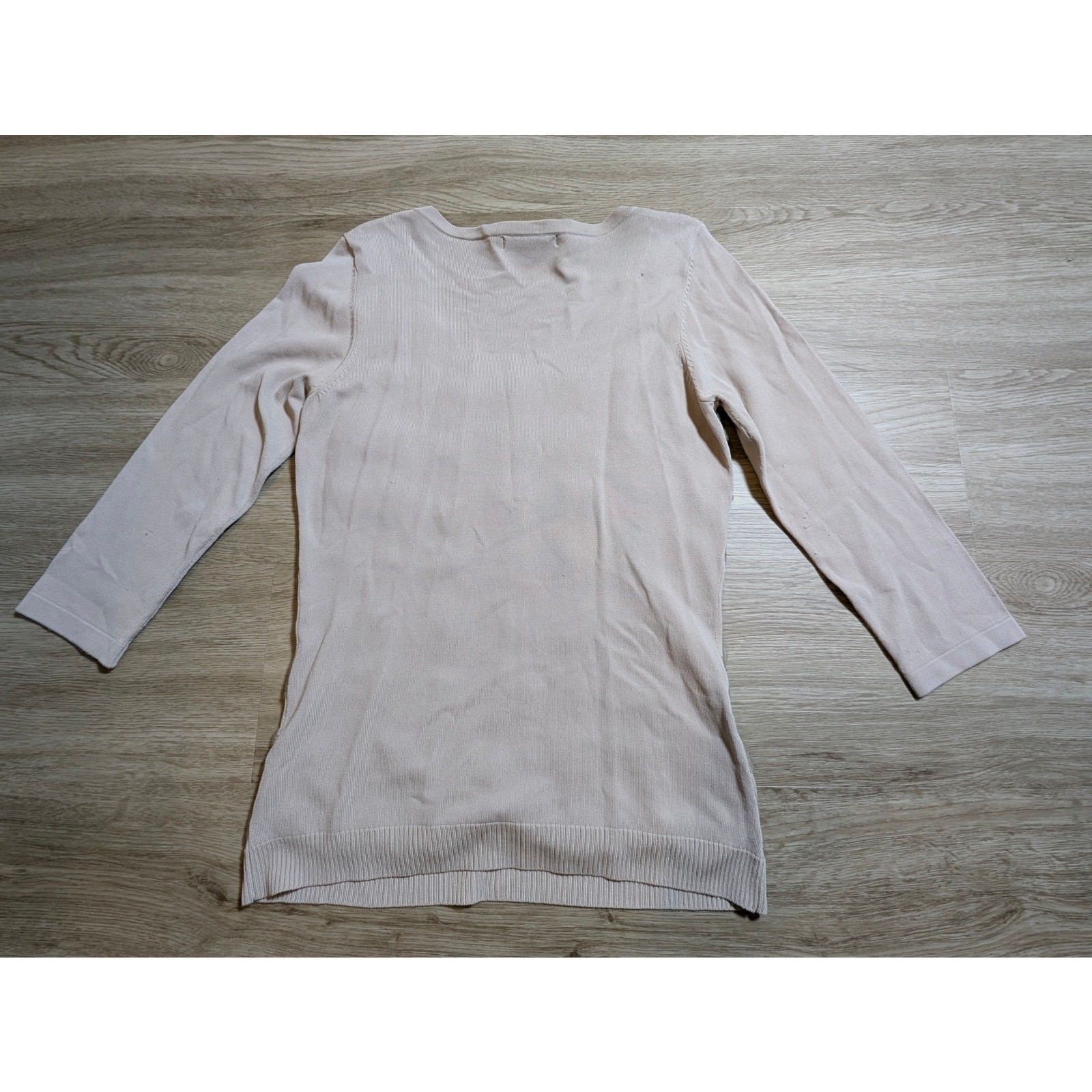 Alberto Makali Sequin Rosette Sweater Womens Medium M Pink Knit 3/4 Sleeve Top