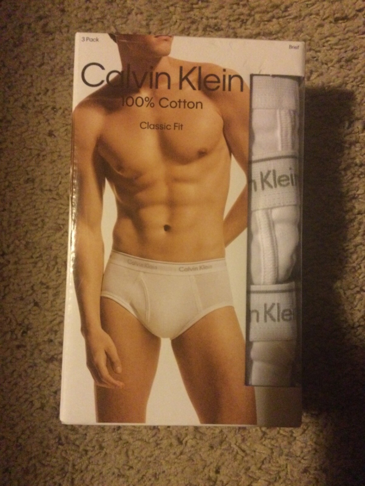 Calvin Klein 100% Cotton Classic Fit 3 Pack Brief New Box Black Navy Gray Green