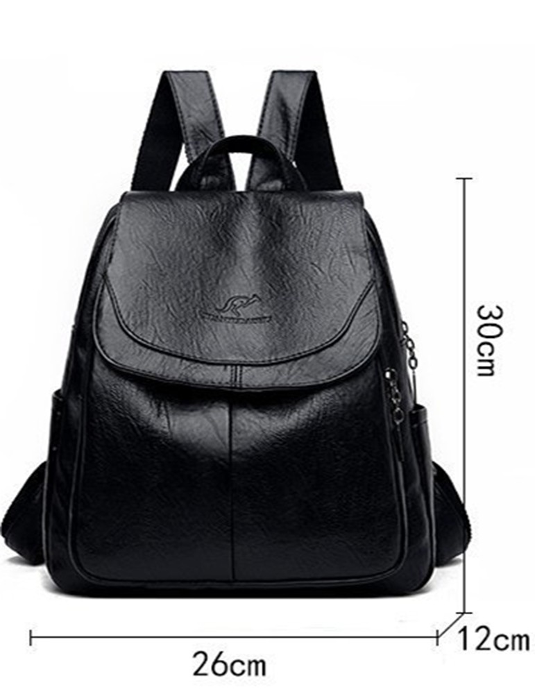 Black Luxury Women Genuine Leather Backpack Fashion Designer Female Soft Cow