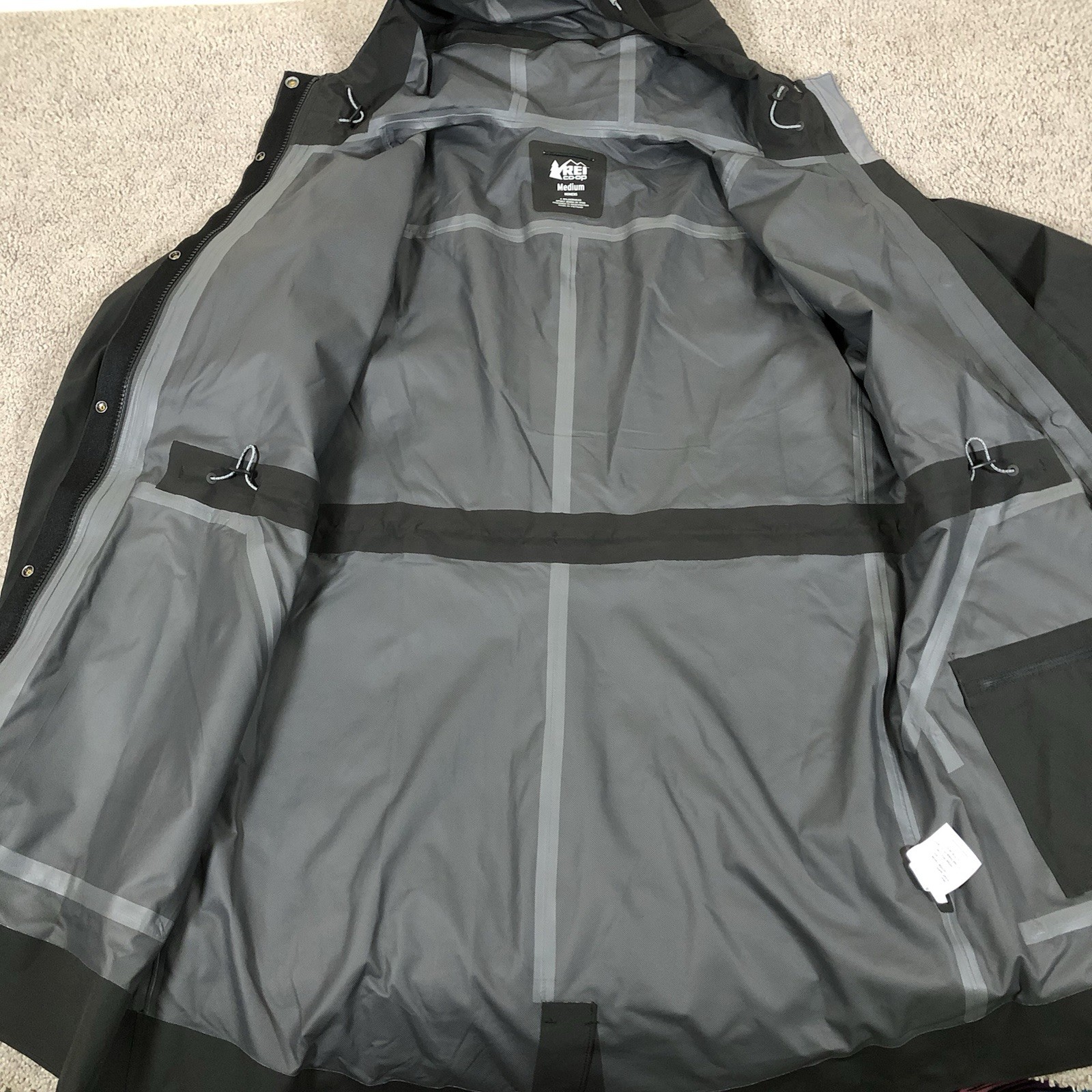 REI Co-Op Coat Womens Medium Black Rain Waterproof Pike Street Trench Jacket