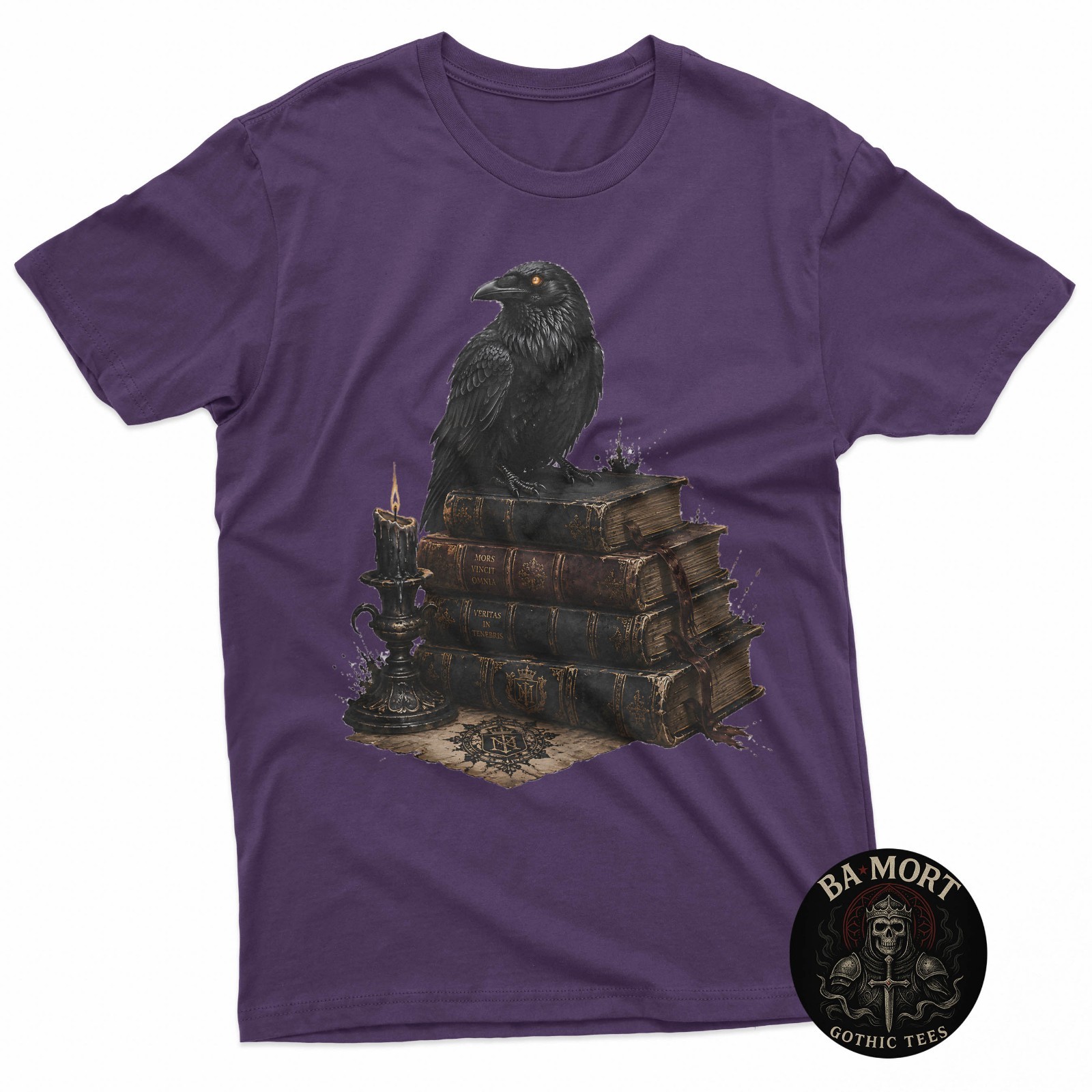 Gothic Raven On Antique Books Dark Academia Occult T-Shirt