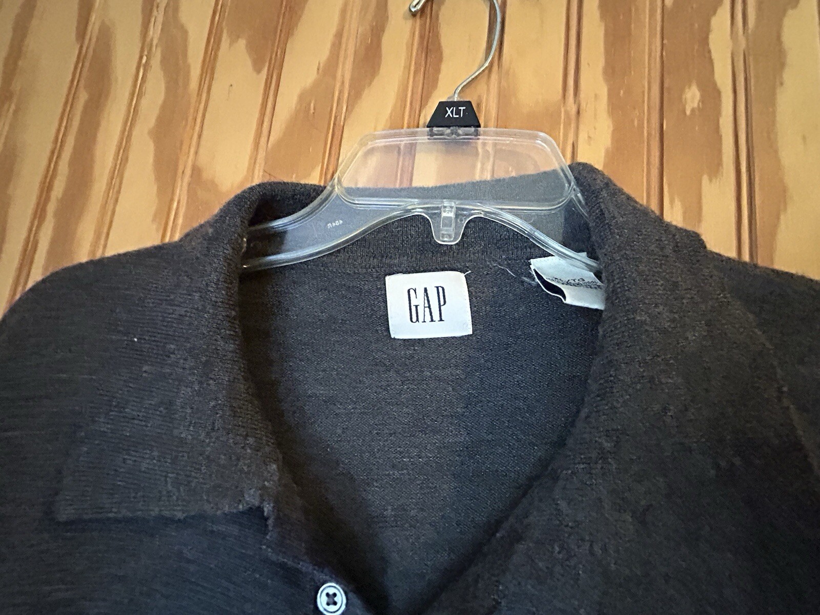 Vintage GAP XL Sweater Men’s 100% Merino Wool Gray Long Sleeve Soft Collar 90s