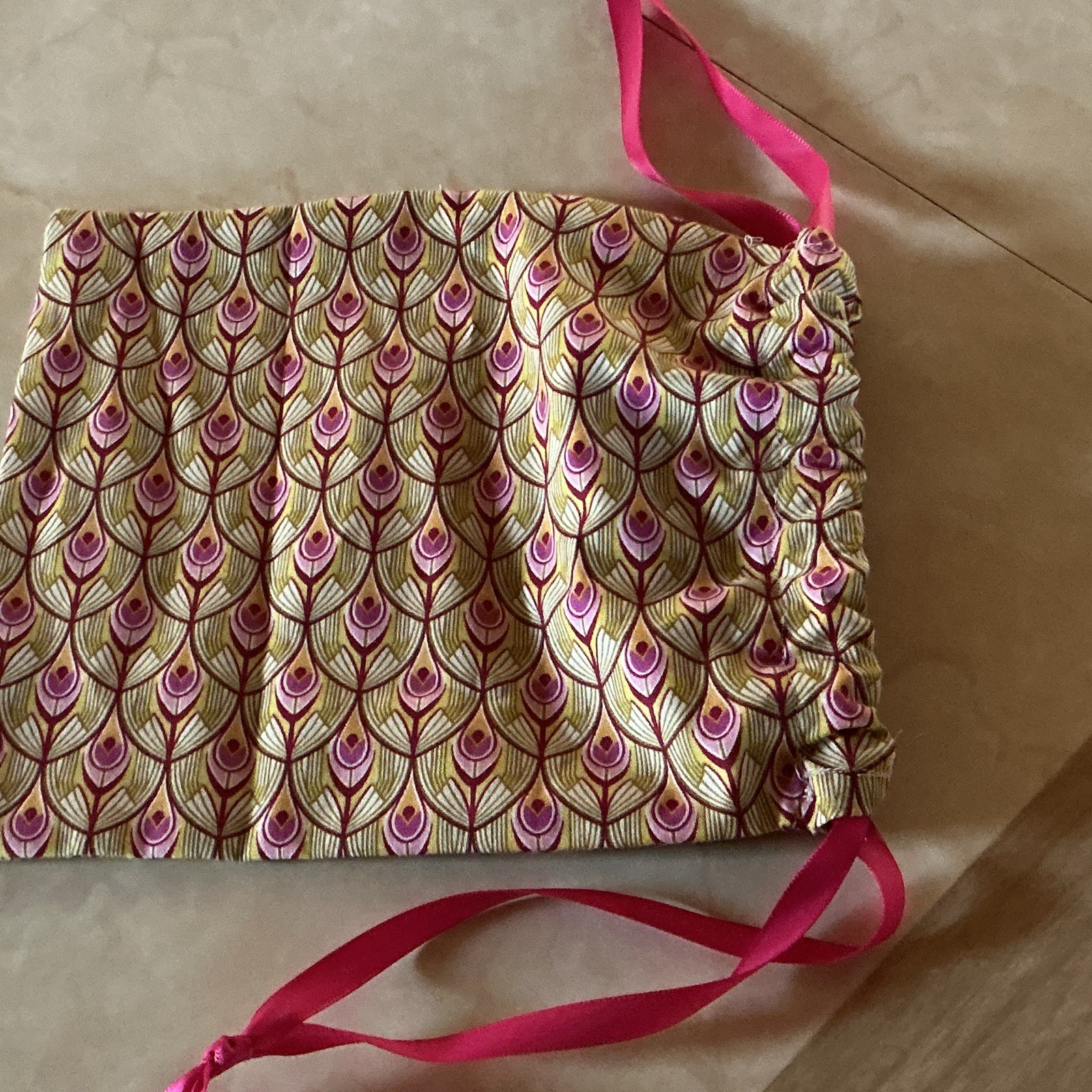 Women’s Geometric Drawstring Pouch Bag Pink Beige Gold Purple, Pink Ties
