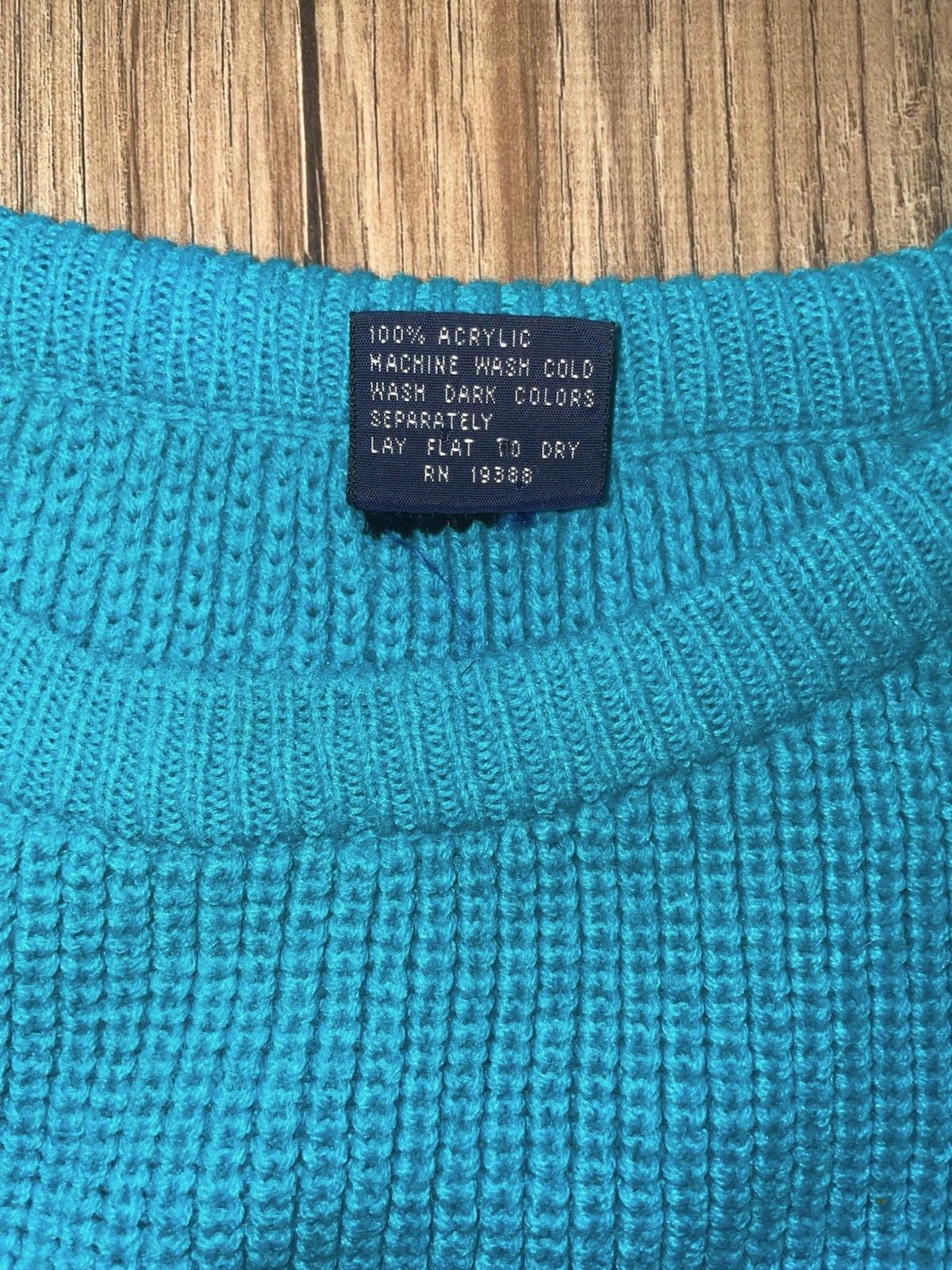 Vintage 80’s Brittania Long Sleeve Chunky Knit Shaker Sweater Teal Mens Sz Large