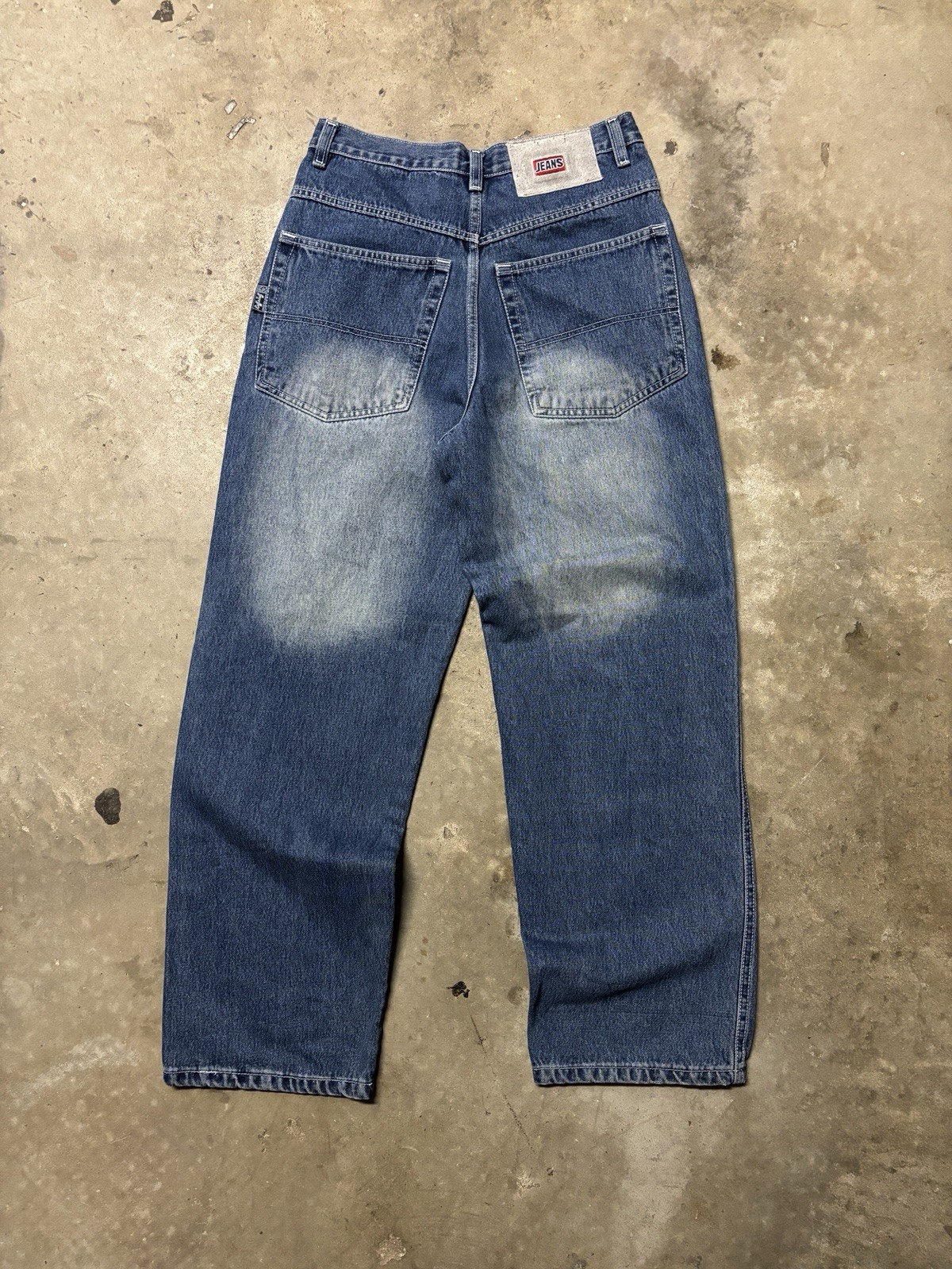 Vintage 30×32 Y2K Baggy Raffaleff American Fashion Blue Denim Jeans Skate