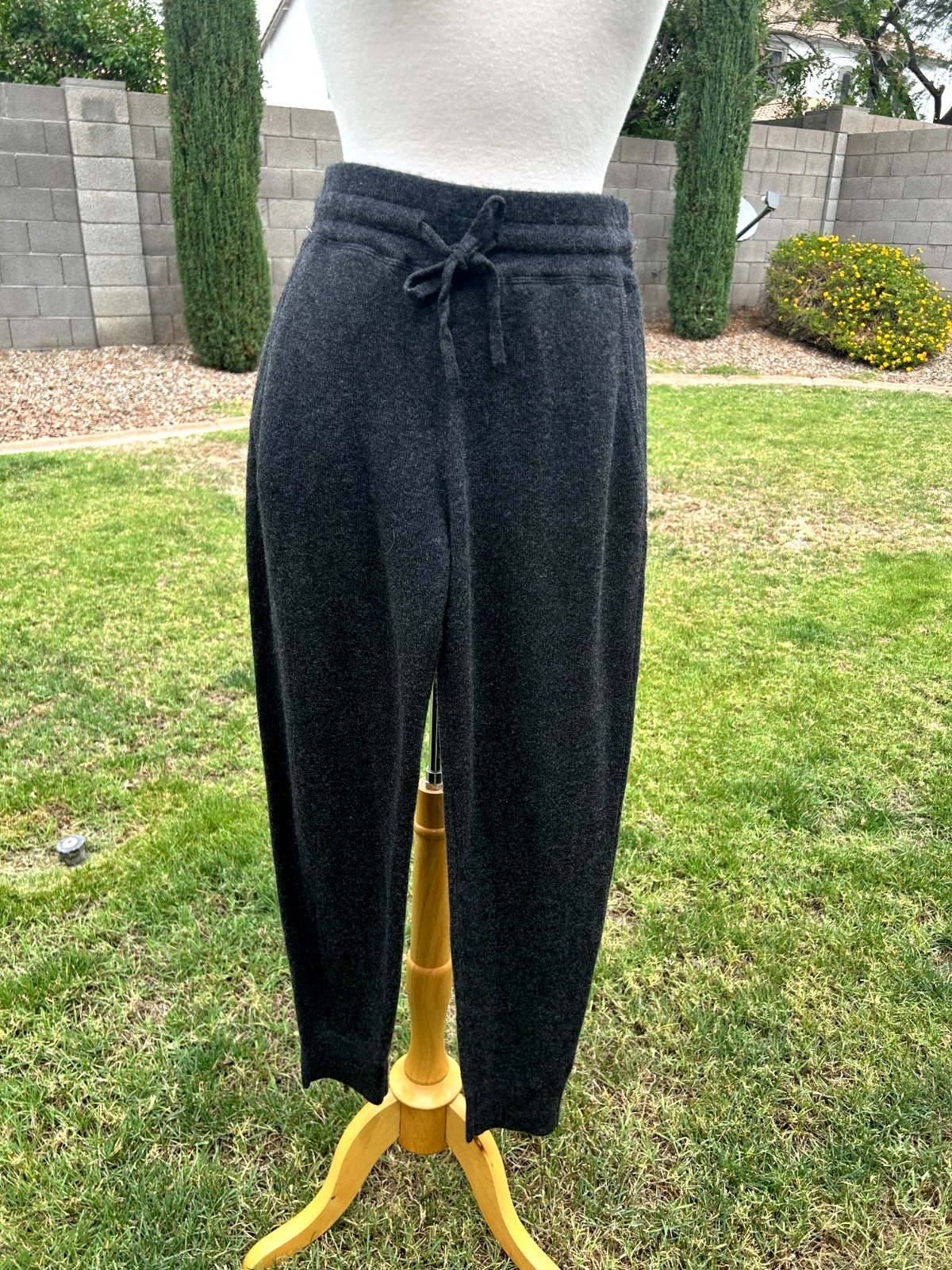 Van Winkle & Co Cashmere Drawstring Tie Lounge Pants Sz M Charcoal $138 NWT
