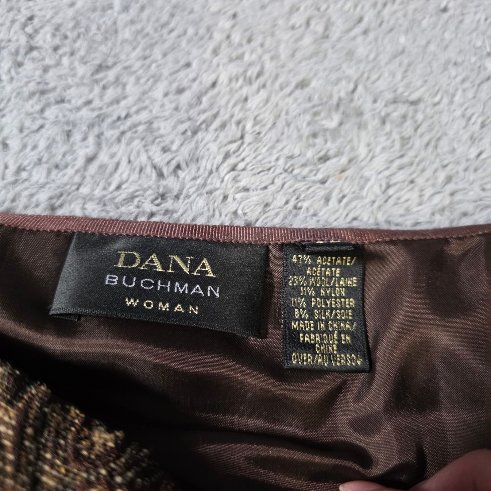 Dana Buchman Women 22 Maxi Skirt Brown Paisley Wool Silk Blend DBLU4400 New