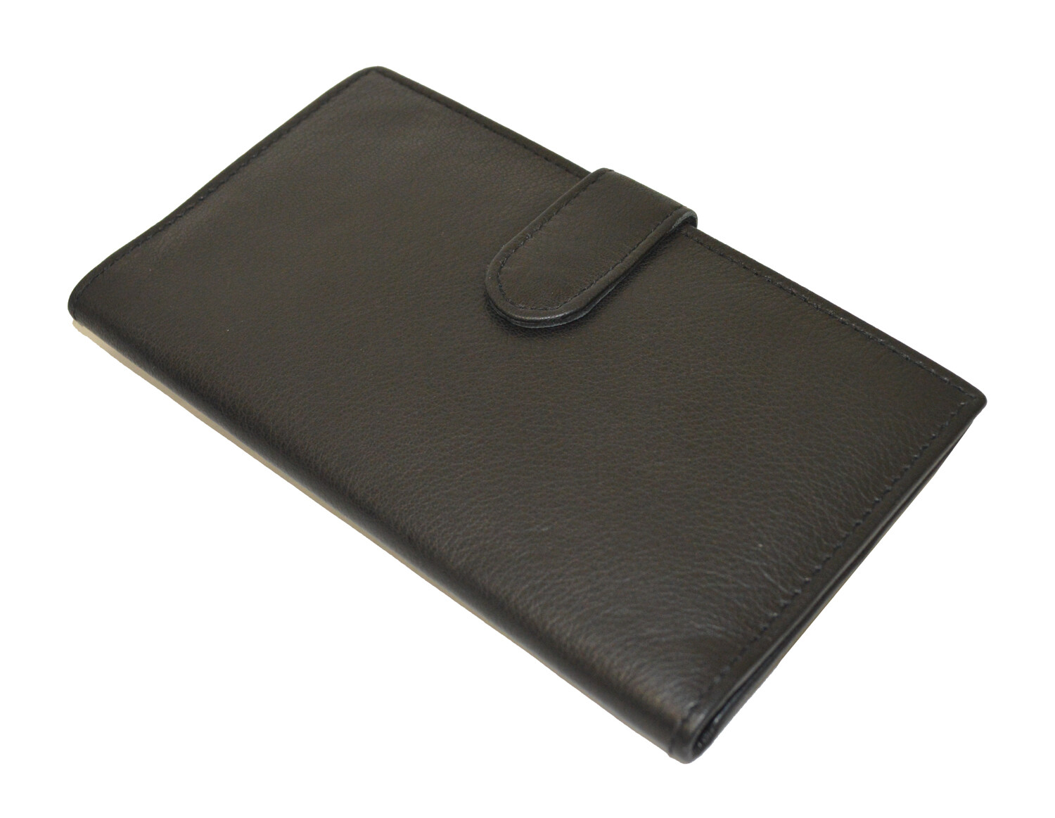 Leatherboss Genuine Leather Checkbook Cover with Snap Closure