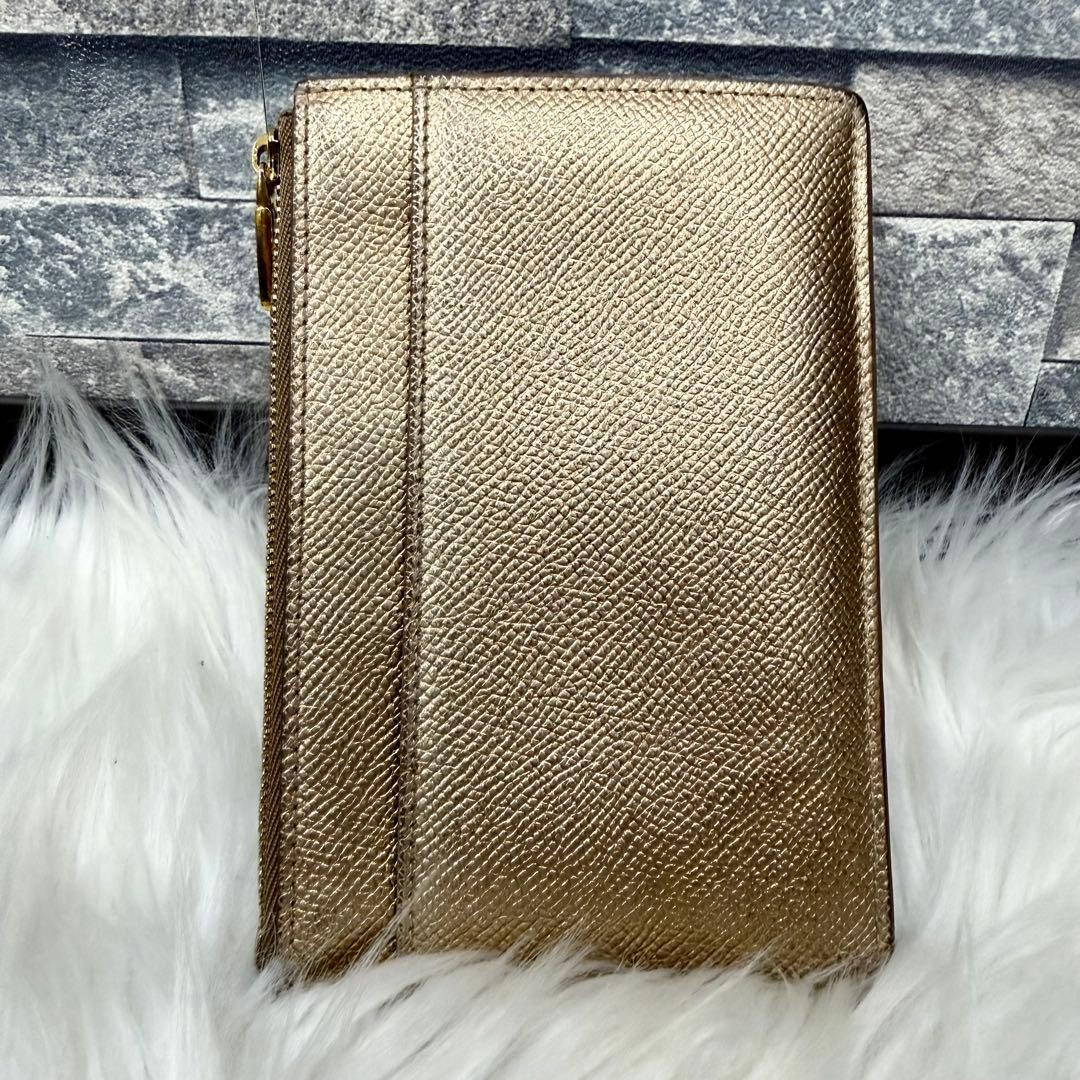 DOLCE & GABBANA DG Logo Card Case Coin Pouch Wallet Gold