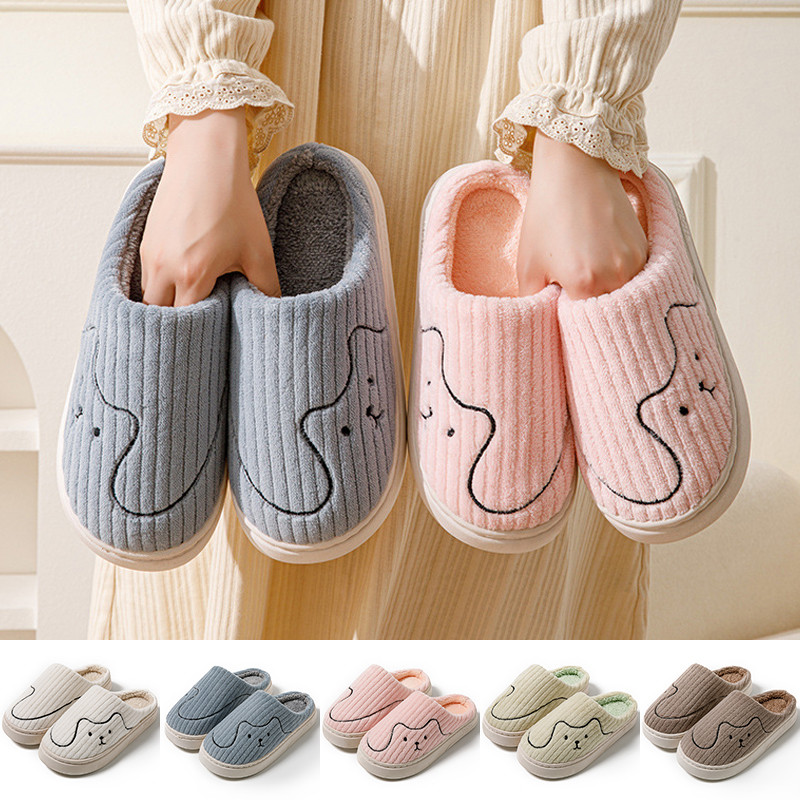 Cute Cat Plush Slippers Non Slip House Shoes Warm Indoor Bedroom Slippers