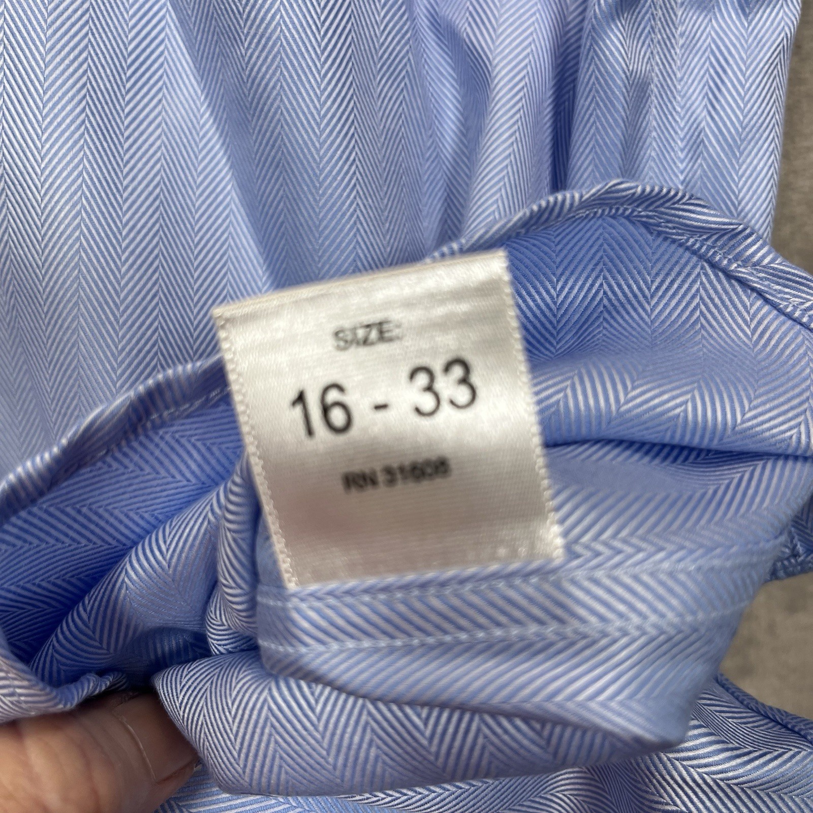 Jos. A. Bank Reserve Dress Shirt Mens 16 33 Blue Herringbone Egyptian Cotton NEW