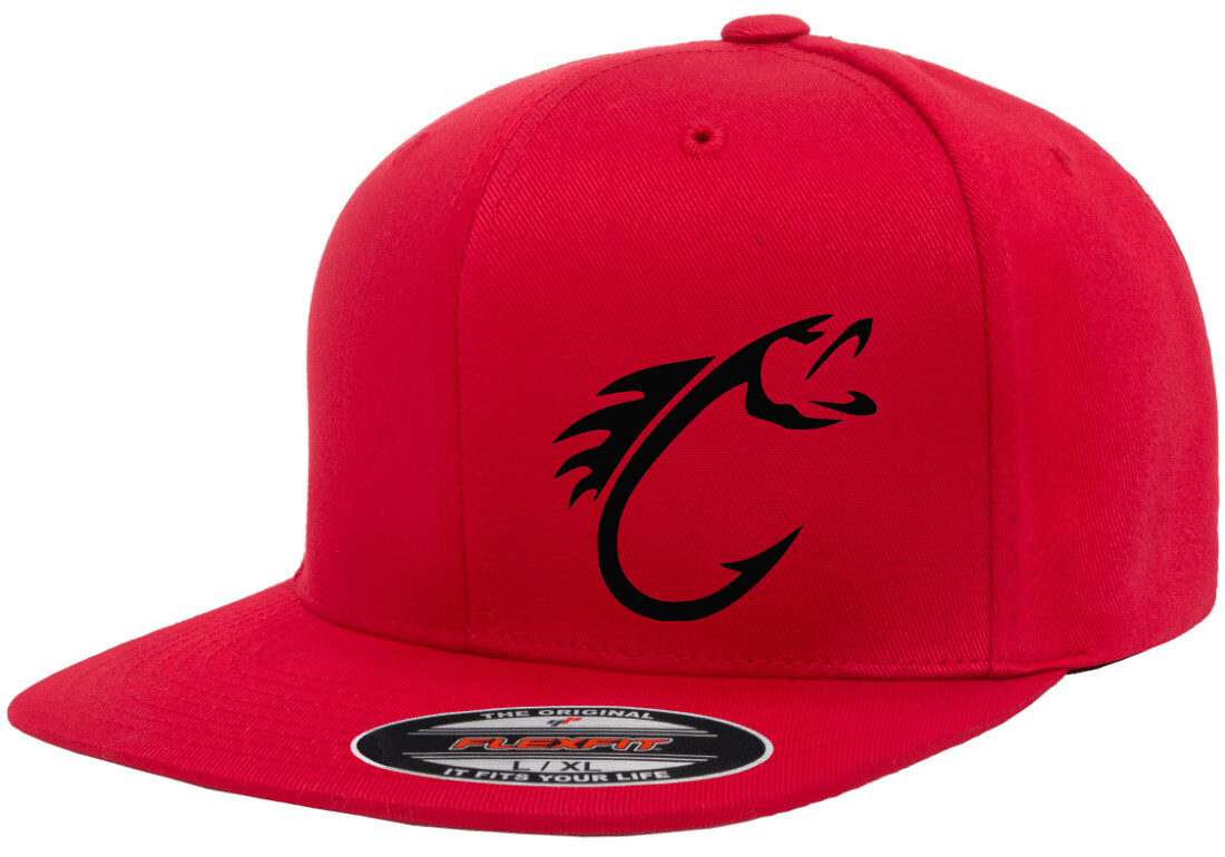 FISHING HOOK FISH FLEXFIT 6297F FLAT BILL HAT *FREE SHIPPING in BOX*
