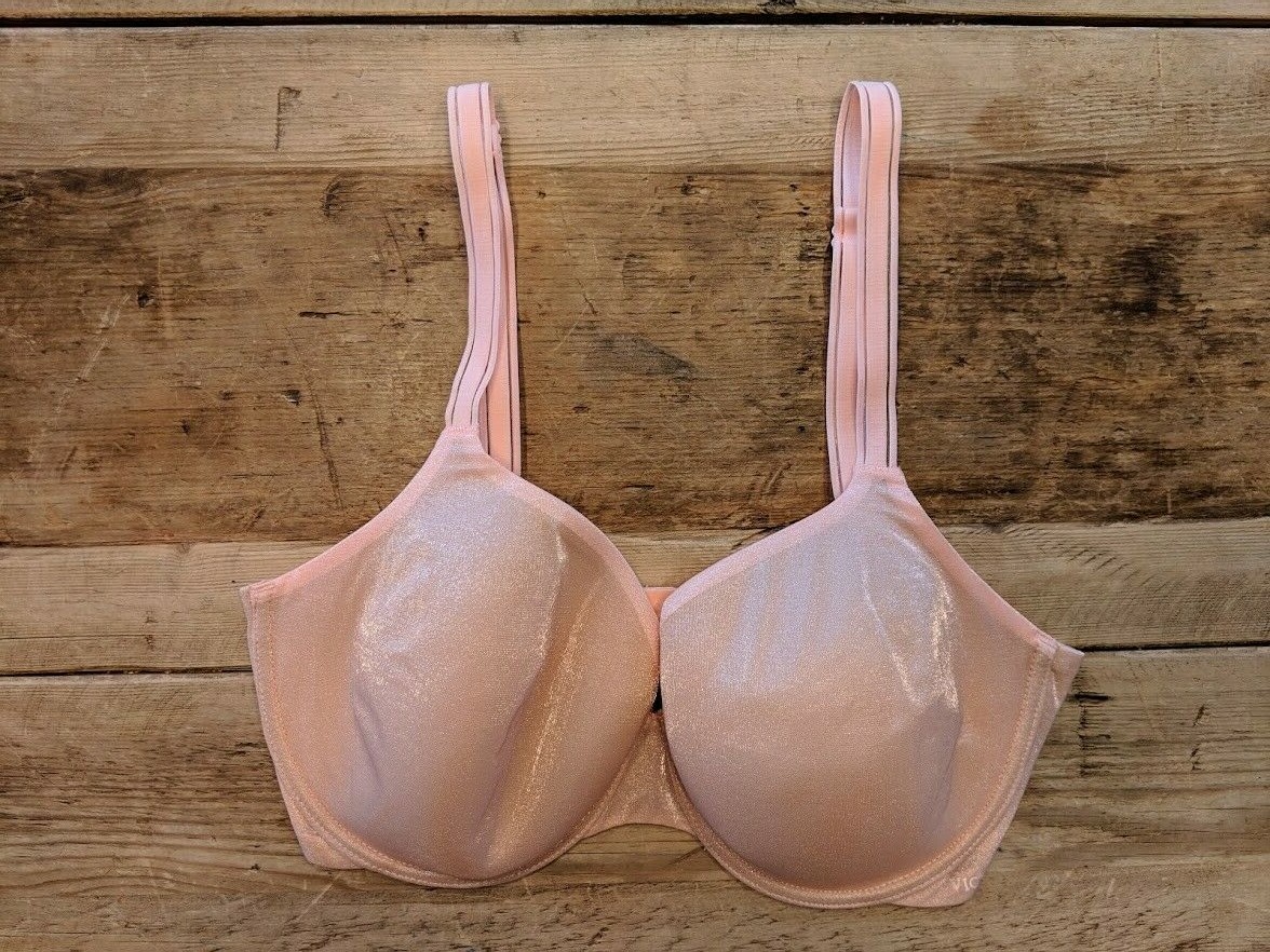 Victoria’s Secret Crystal Pink Shine 32D Bare Angelight Full Coverage Bra VS!!