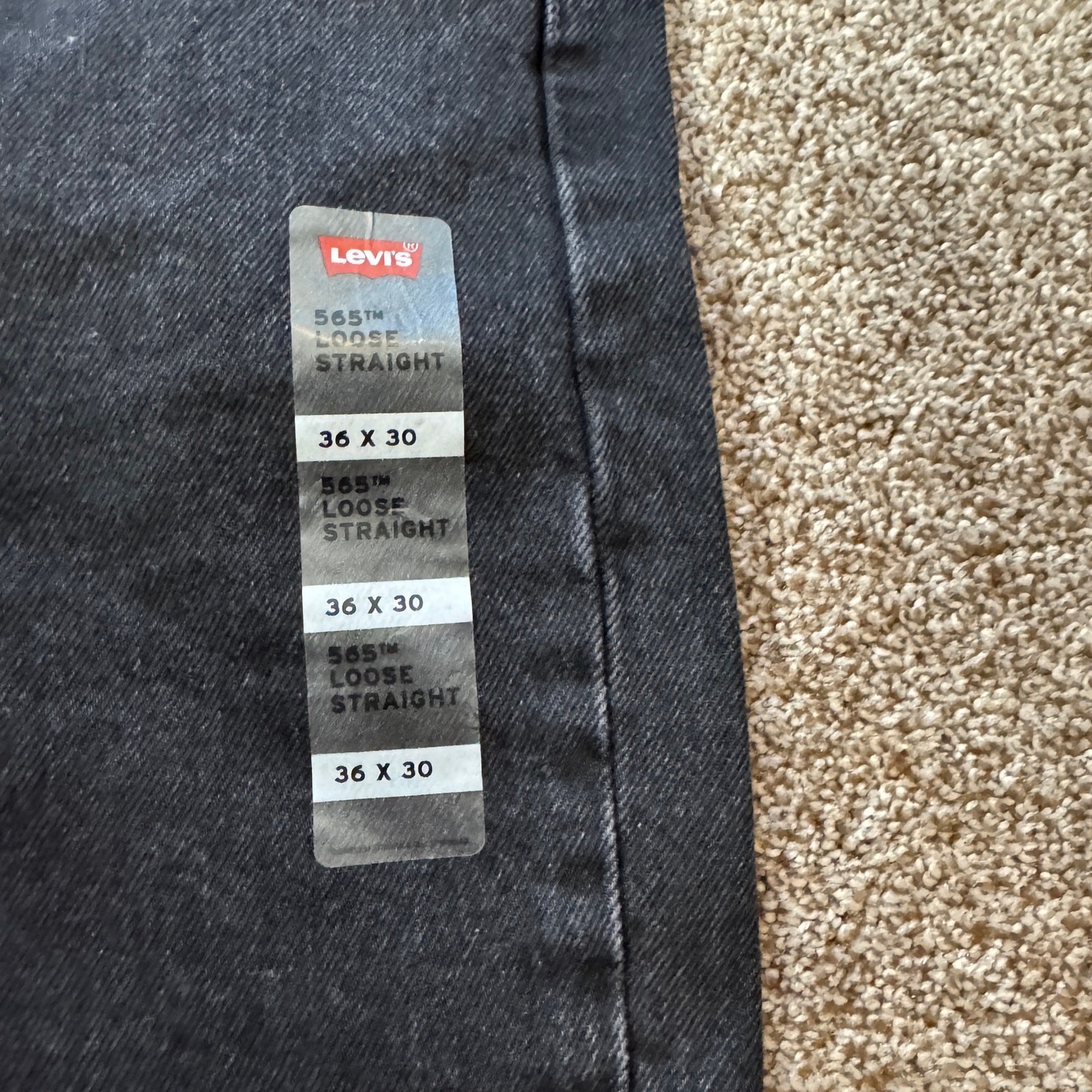 Levi’s 565 Loose Straight Men’s Jeans 36×30 Black Gray Retro Y2K Relaxed NWT