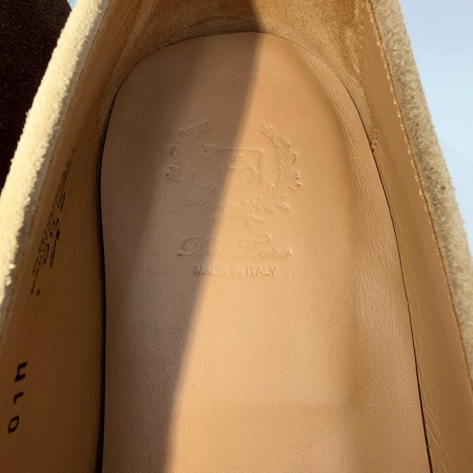 Del Toro Belgian loafers Brown Suede Mens Dress Shoes Almond Toe Leather Size 10