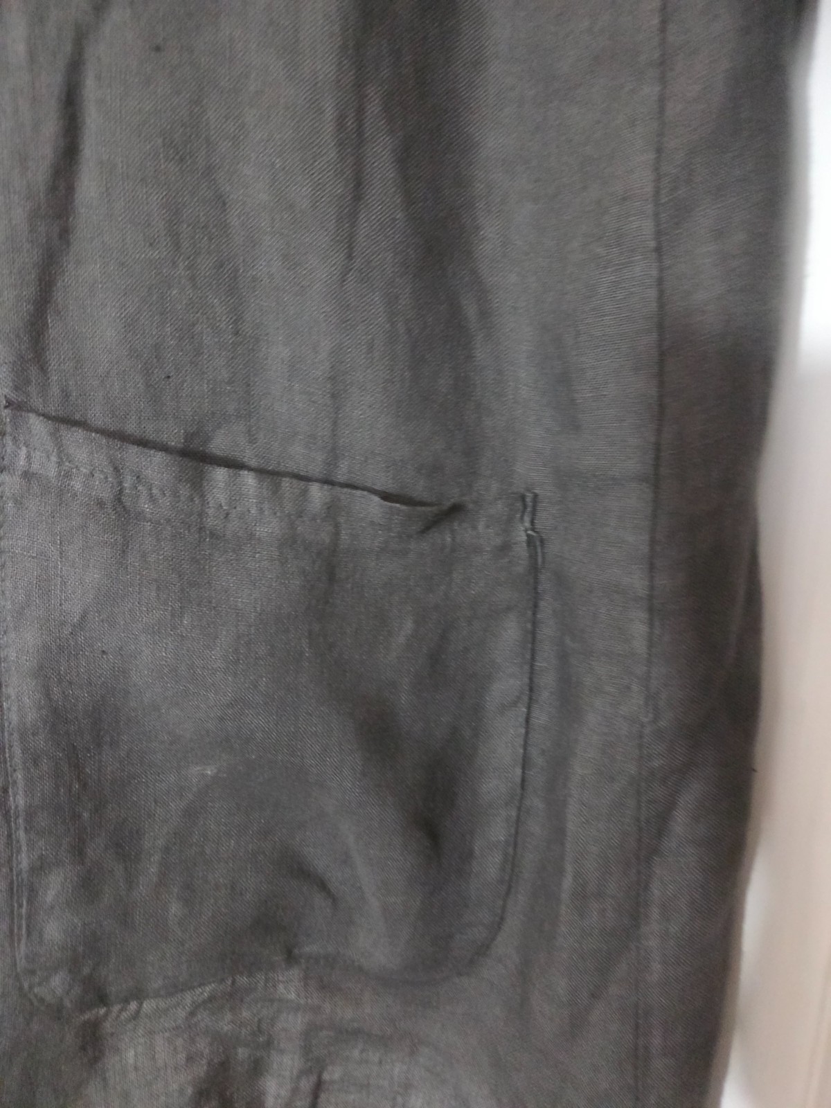 ANGELA MARA Long Open Front LINEN JACKET DUSTER, Size L, Dark Gray ITALY