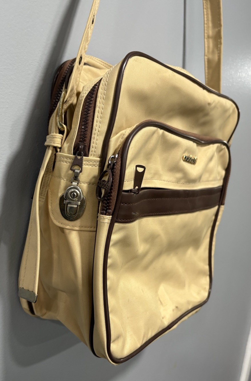 Vintage Beige Adidas 1980’s Shoulder Bag 12″ X 8″ X 12″ Art No 40230 Retro Style