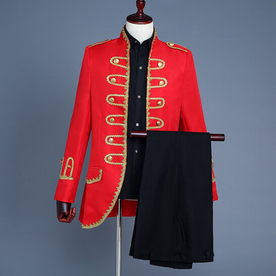 King Prince Renaissance Medieval Men Cosplay Costume Uniform Coat+Pants Full Set