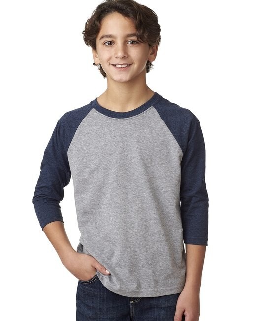 Next Level Apparel Youth CVC Three-Quarter Sleeve Raglan – 3352