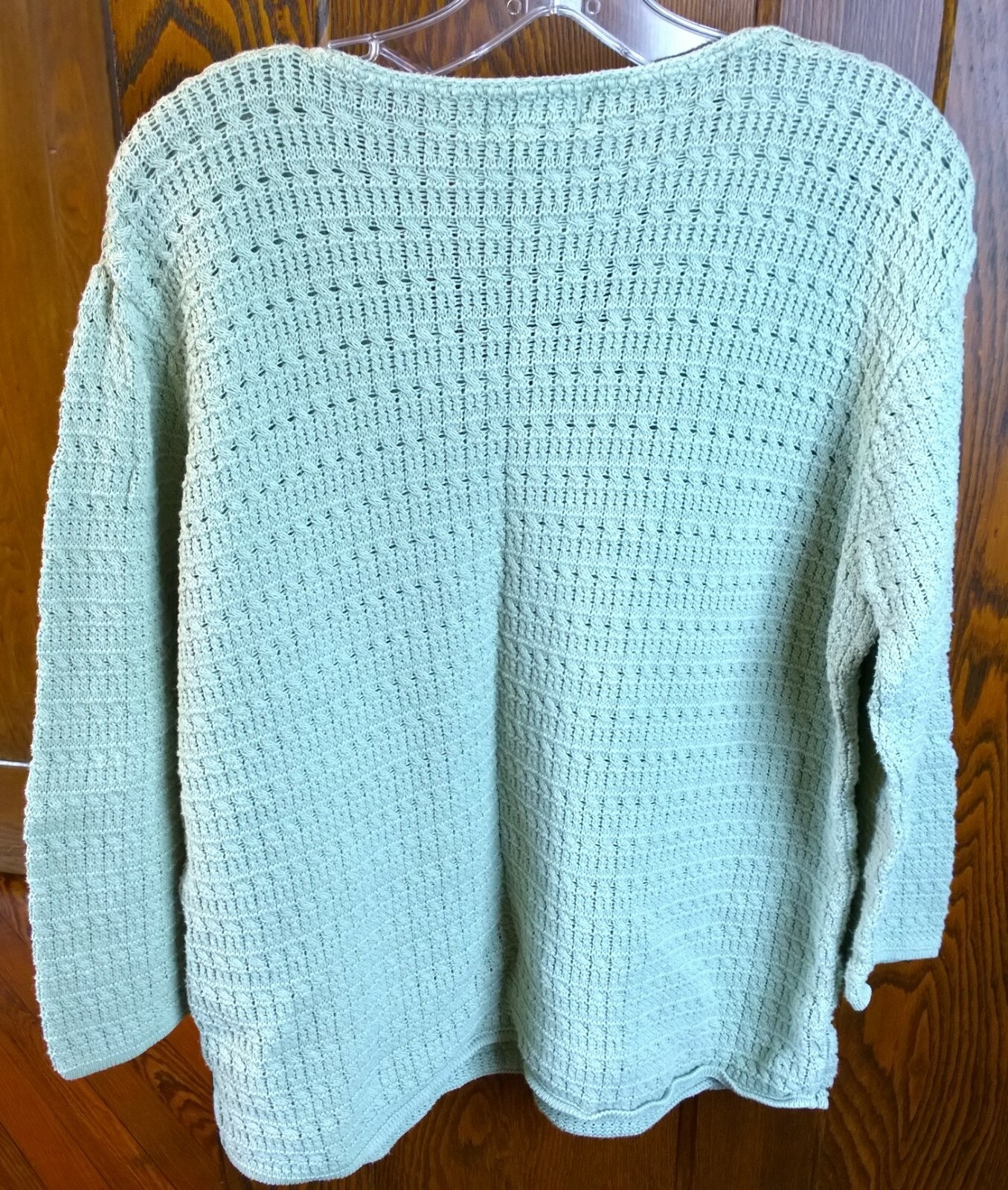 Van Heusen 3qtr sleeved Green V-Neck Sweater~L~Ramie Cotton Blend~Pullover