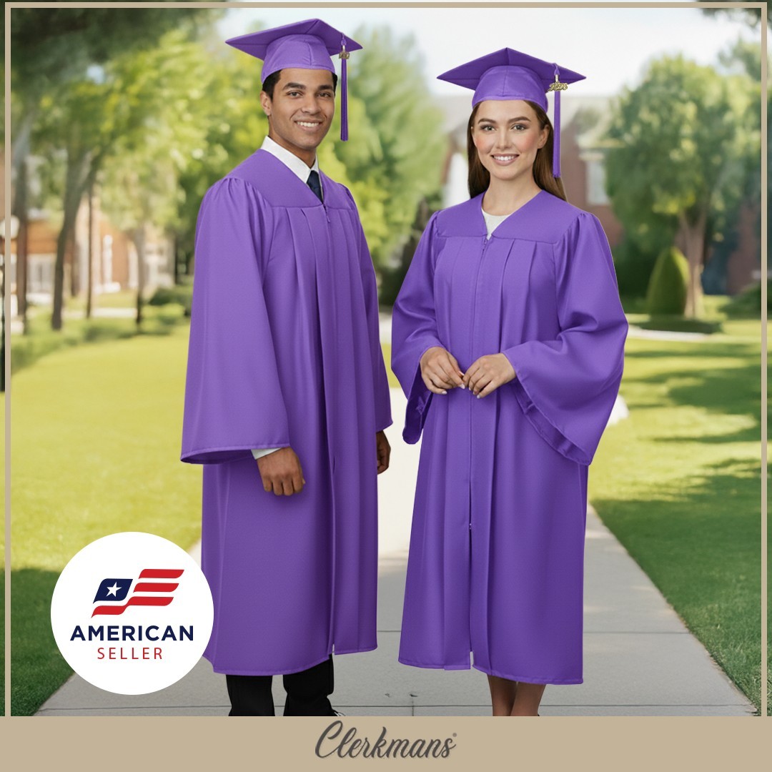 Matte Purple High School/Bachelor Graduation Cap and Gown