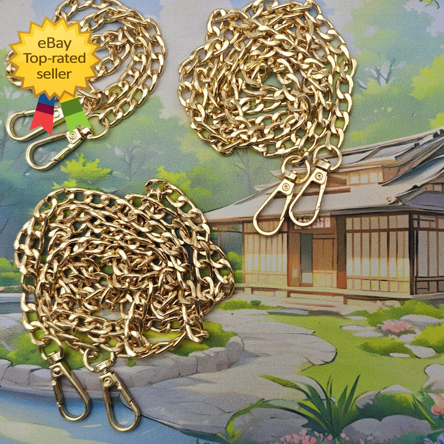 Gold Metal Purse Chain Strap 3 Pack 16 36 48 Inch Bag Replacement Set Hard