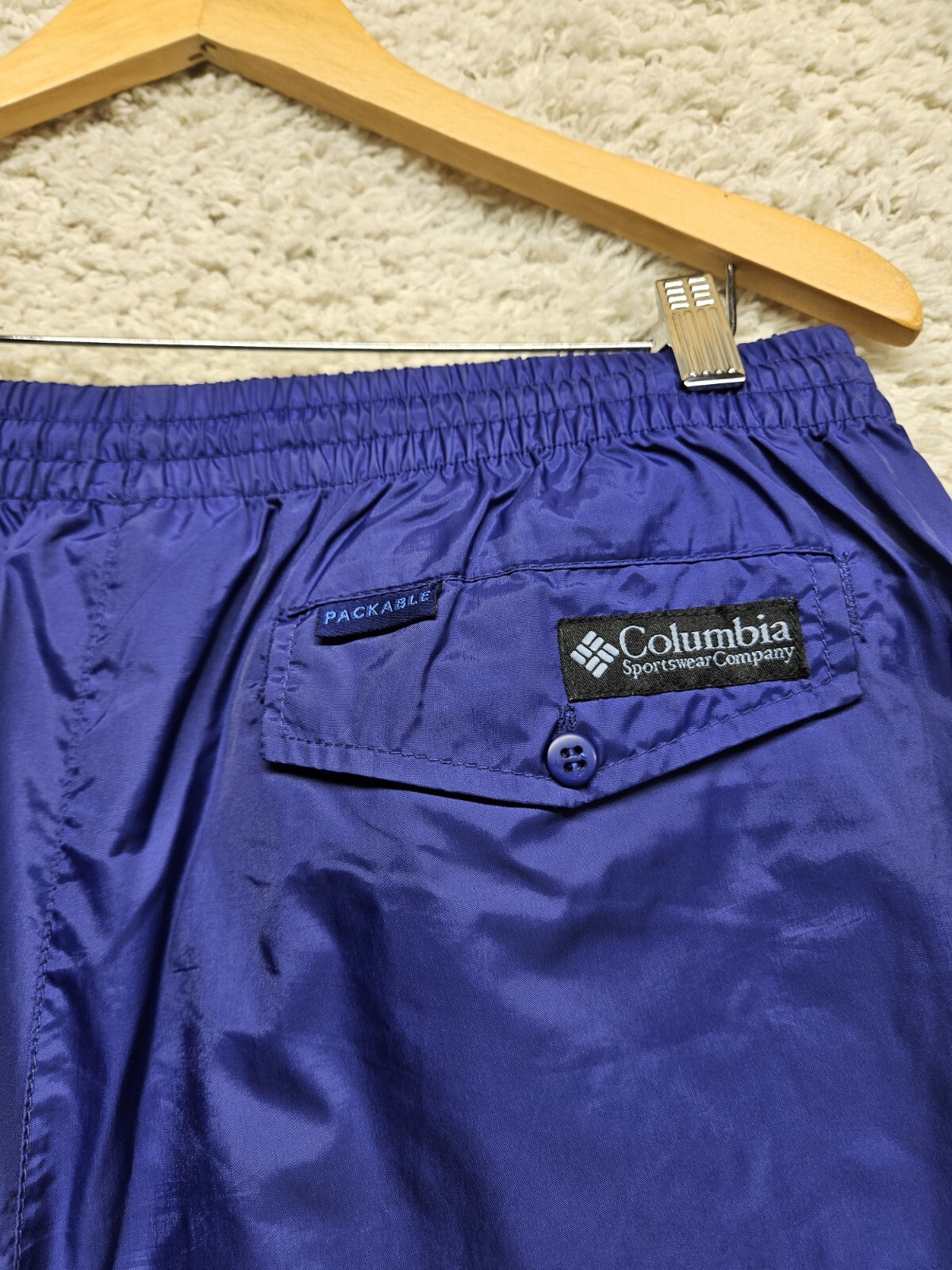 VTG COLUMBIA Unlined Windpants Purple 100% Nylon Pants Womens L