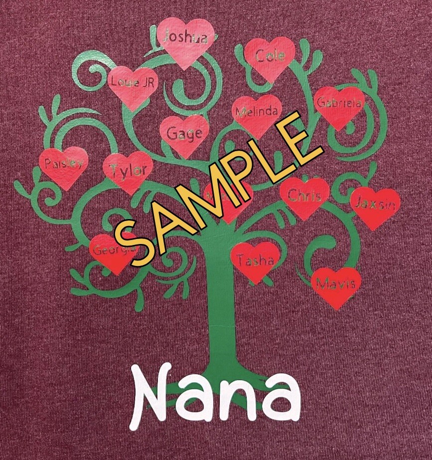 Personalized Family Tree T-shirt You pick the colors. Made To Order