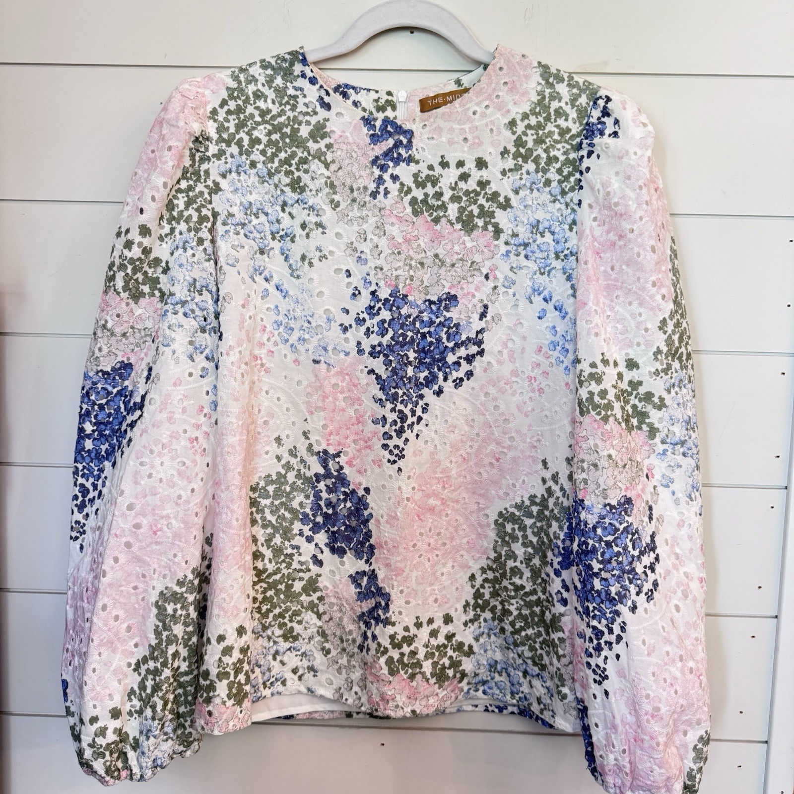 The Middle Pastel Floral Eyelet Blouse Sz. Large