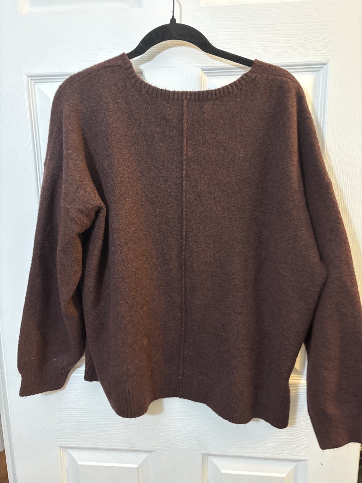 Ann Taylor LOFT – Long Sleeve Sweater Pullover V Neck Woven Top Large