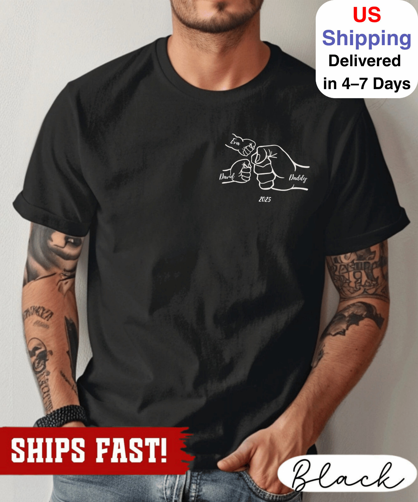 Personalised T-shirt – Father’s Day Gift – 1st Fathers day – New Dad Gift- Team