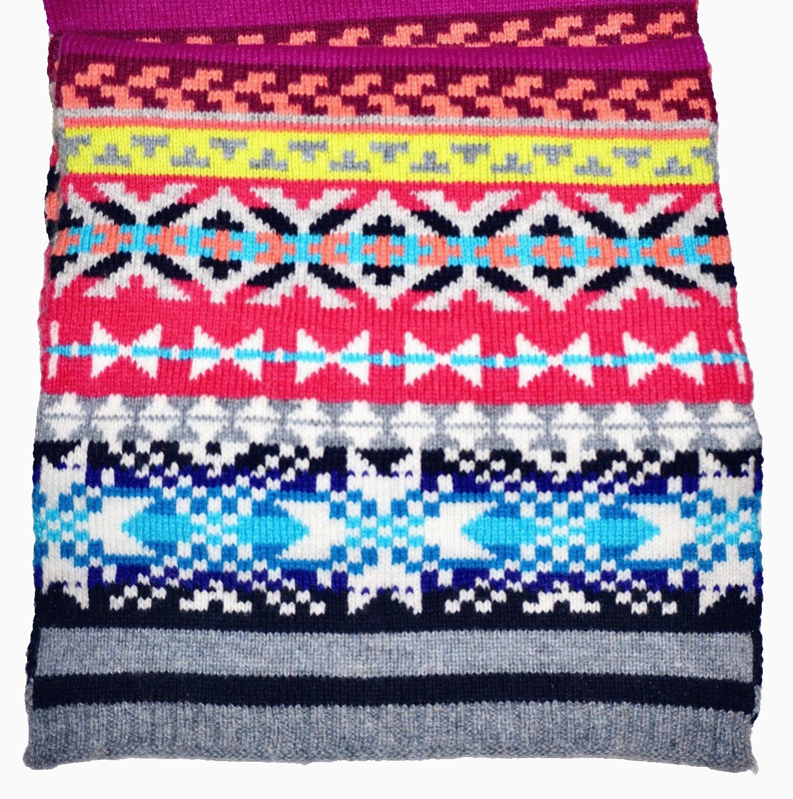 GAP Multicolor Acrylic-Blend Knit CRAZY FAIRISLE Scarf 72″ x 9.5″