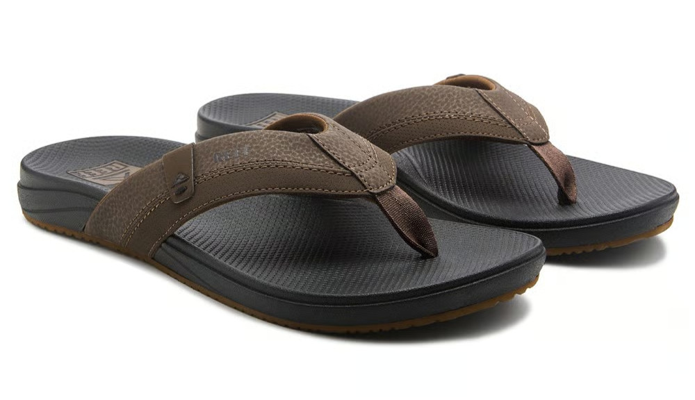 Reef Men’s Cushion Phantom 2.0 Leather Sandals Flip Flop Brown Black Size 10