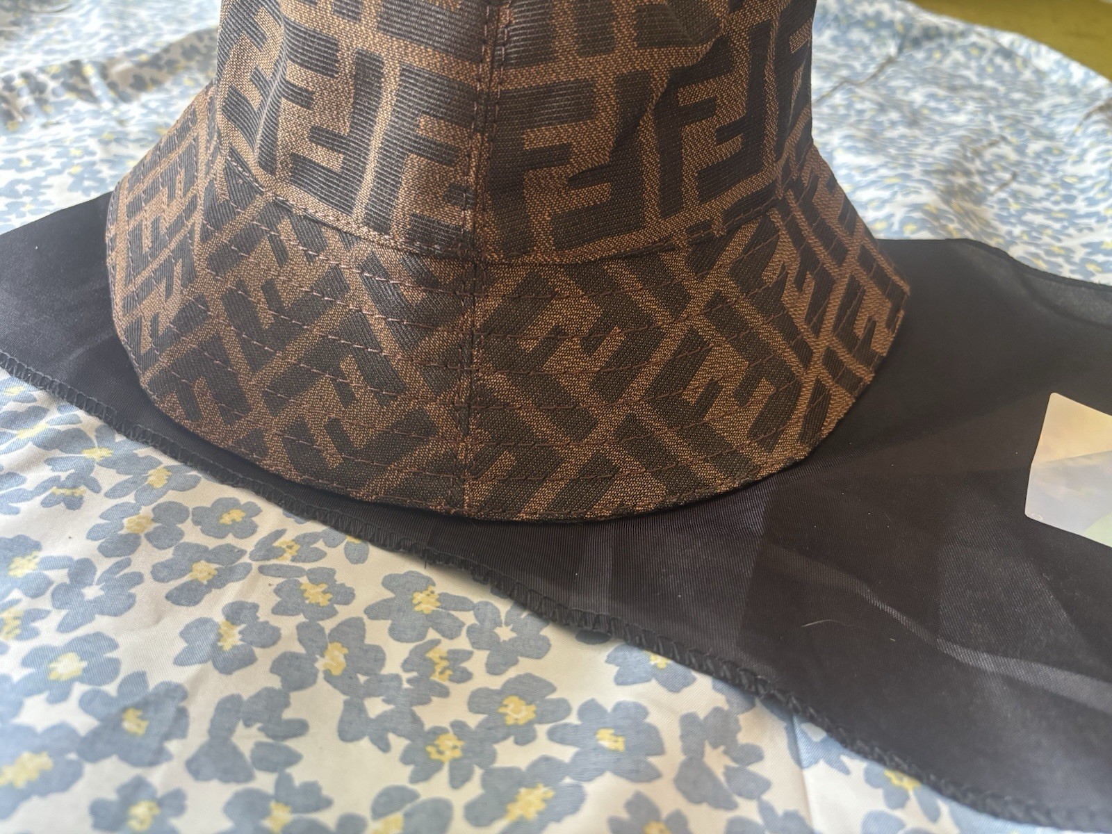 FENDI FF Monogram Bucket Hat Brown/Black Unisex Adults Size 58 cm