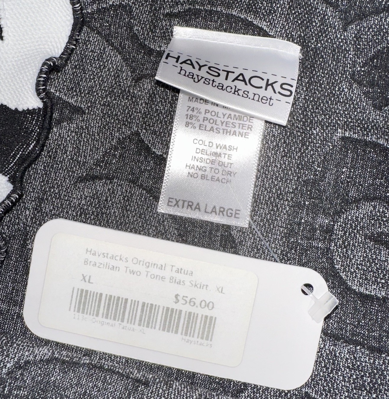 Haystacks Original Tatua Jacquard Bias Skirt Black White Lettuce Women’s XL NWT