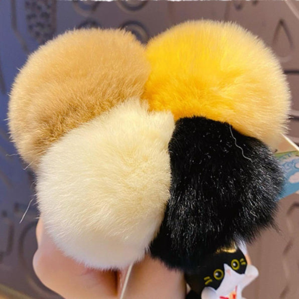 Resin cartoon plush ball keychain cow plush doll orange Siamese cat bag pendant