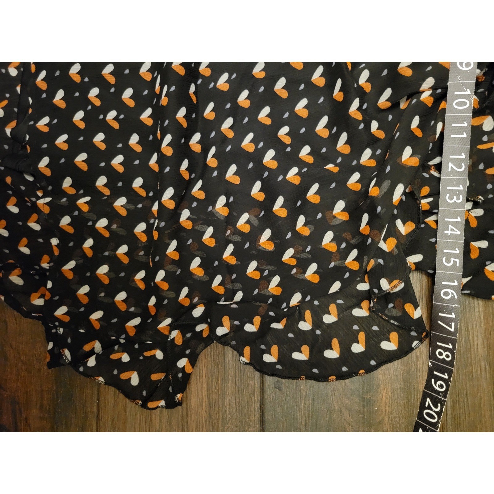 Mimi Chica Womens Heart Print Ruffle Wrap Mini Dress Black Orange Large DCS 807