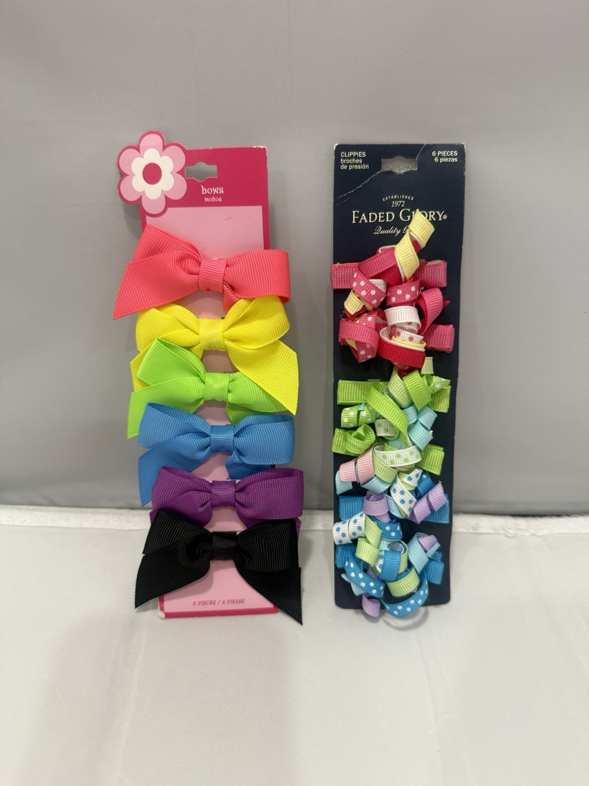 Faded Glory/Walmart Toddler Girl’s Hair Clips Accessories 2 Pack Total 12 Bows